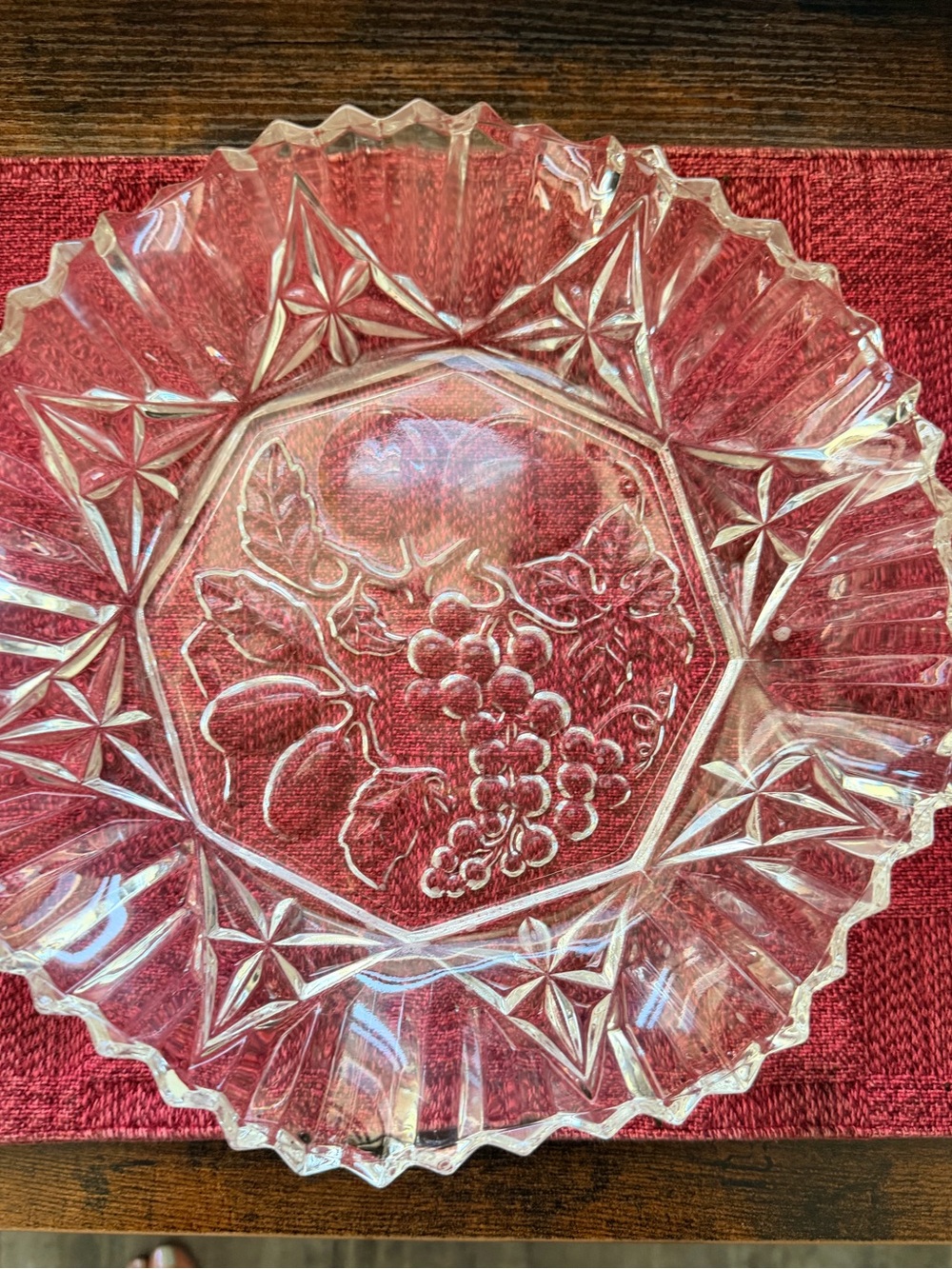 Rare - Pressed Glass Fruit Pattern Serving Bowl - Clear